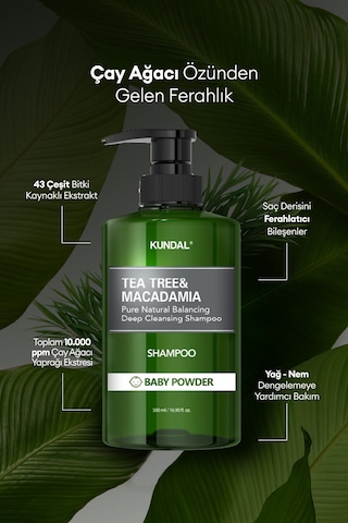 Kundal Baby Powder Tea Tree & Macadamia Deep Cleansing Shampoo 500 ML