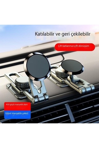 Voguecode Güçlü Manyetik Manyetik Kızaklı Ve Ayarlanabilir, Katlanır Asma Araç Tutucusu Kırmızı - Siyah Var Direksiyon Advn10