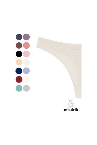 Mistirik Paulo Model Fitilli Esnek Kumaş String Tanga Ekru Renk Ekru