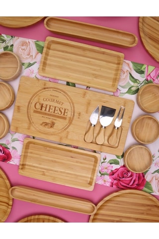 Atbyhome Cradle 6 Kişilik 20 Parça Doğal Bambu Kahvaltı Takımı Kahvaltı Seti Sunum Seti Bambu