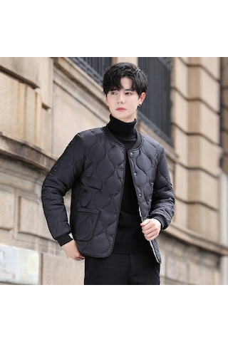 Yeni Sonbaha Kış Pamuklu, Polar Astarlı, Hafif Ve Sıcak, Kısa Ve Vücuda Oturan Ceket. Siyah