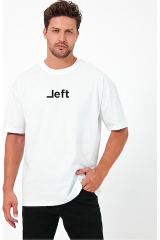 Urbantrendstore Left Unisex Sade Basic Yazlık Beyaz Tshirt Oversize Fit Rahat Geniş Salaş T-shirt Günlük Tişört