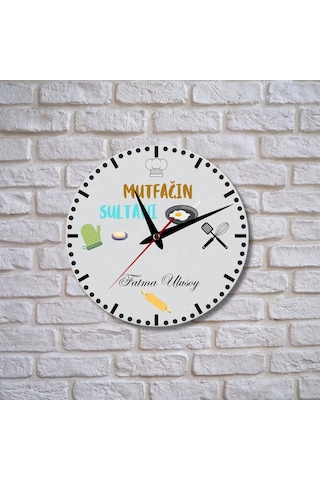Mutfağın Sultanı Hediye Temalı Cam Duvar Saati 291913 Çok Renkli