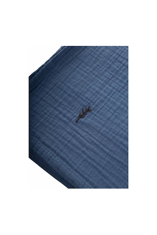 Cigit Nakışlı Müslin Battaniye 90x100 Cm İndigo Mavi Indigo