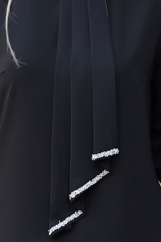 Işıltı Taş Detaylı Büyük Beden Tesettür Takım Siyah