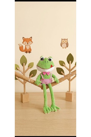 Peluş Uzun Bacaklı Kurbağa-60 Cm Pembe - Yeşil
