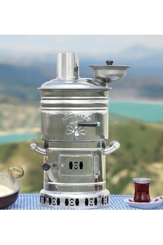 Sözenler Krom Odunlu Kömürlü 4 L Semaver Inox Sözenler Krom Odunlu Kömürlü 4 L Semaver Inox