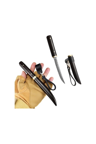 Japon Tanto Efsane Model Damascus Kahverengi