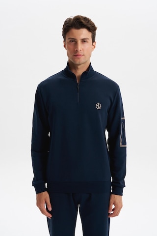 AR-MA Arma Erkek Slim Fit Dik Yaka Yarım Fermuar Pamuklu Sweatshirt Sol Kol Fermuar Cepli K30404685702 Lacivert