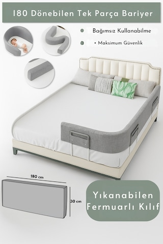 Miralay Yeni Nesil Yatak Bariyeri 180 CM Gri