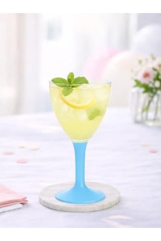 Lüks Turkuaz Ayaklı Şarap Bardağı, 150 Ml 10'lu Set Ahşap