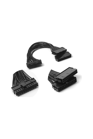 Teltree 30cm Siyah 24pin Çift Güç Kaynağı Eşzamanlı Başlatma Kablosu - 2000w Destekli Çift Başlangıç Kablosu