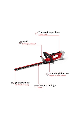 Einhell GC-CH 18/40 Li Solo Akülü Çit Budama - 3410940