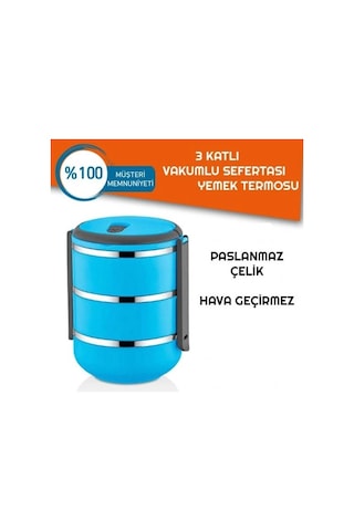 Sefer Tası Yemek Termosu Saklama Kabı Termosu 3lü - Çelik Çok Renkli