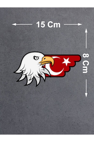 Kartal Ve Türk Bayrağı Sticker - Araba Oto Motosiklet Karavan Sticker - 00727 15x8 Cm