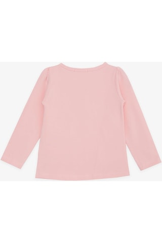 Breeze Kız Çocuk Uzun Kollu Tişört Güpürlü Fiyonklu 3-8 Yaş, Pembe-pembe Pembe