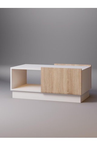 Detamob Lora Kapaklı Orta Sehpa, Beyaz/sonoma & Karbon Gri/sonoma Beyaz