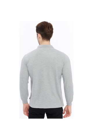 Uniprom Erkek Uzun Kollu Polo Yaka Pamuk Tişört Uzun Kollu T Shirt Gri Melanj Gri Melanj