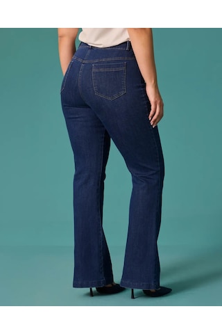 Galaxi Büyük Beden Yüksek Bel İspanyol Paça Denim Pantolon Gala-xi Lacivert
