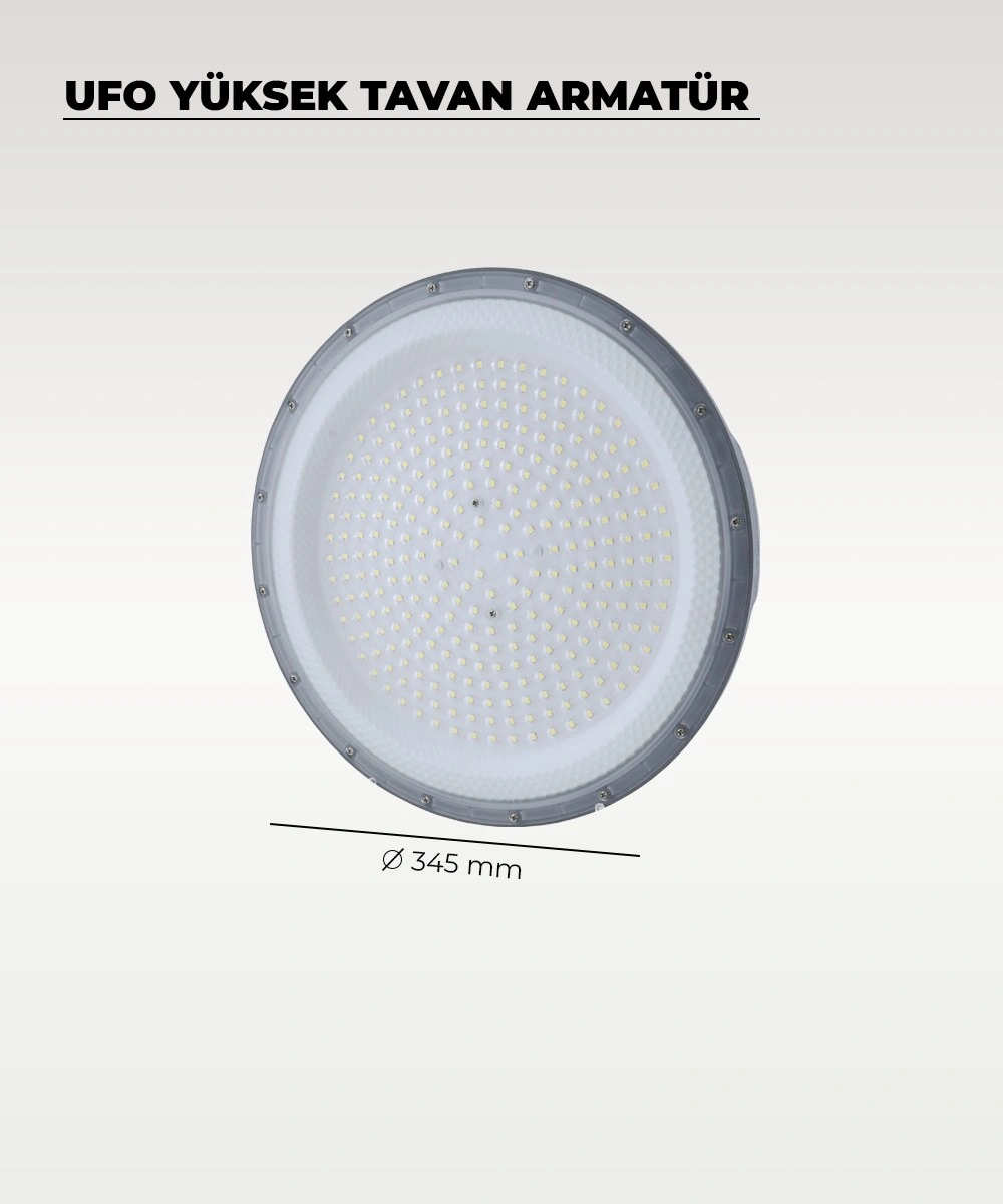 Yüksek Tavan Ufo Armatür 200w - 6500k Beyaz Işık Gri