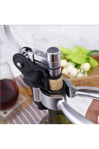 Şarap Açacağı Tirbuşon Ev Çinko Alaşımlı Manuel Şişe Açacağı, Renk: Gümüş Diğer