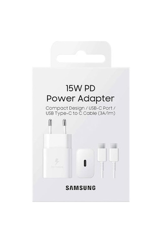 Samsung 15W PD Type-C To Type-C Şarj Aleti Beyaz