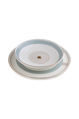 Jumbo Bond 24 Parça 6 Kişilik Yemek Takımı Mavi - Beyaz