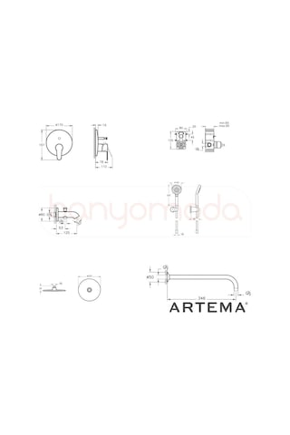 Artema A49247 Win S Ankastre Tepe Banyo Mafsallı Duş Seti