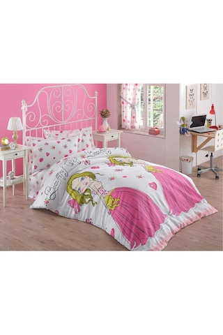 Kolay Ütülenir Nevresim Takımı Tek Kişilik Beatiful Girl Beyaz