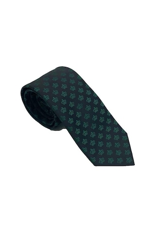Brianze Siyah Yeşil Taç Desenli Kravat Siyah - Yeşil