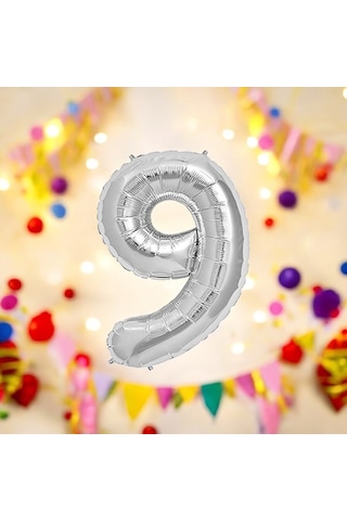 Brokoli Home 9 Numara Folyo Gümüş Balon 100cm 40inç Helyuma Uygu Karışık Renkli