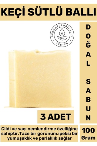 Doğal Güzel Kokulu İpeksi Parlak Görünüm Onarıcı Keçi Sütlü Ballı Sabun 3 Adet