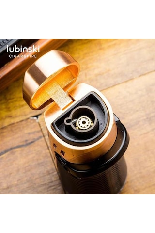 Lubinski Lion İğneli + Delicili Tek Torch Puro Çakmağı Gunmetal
