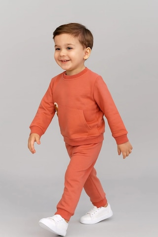 Erkek Çocuk Ayıcık Detaylı 2 Li Takım %100 Pamuk Kiremit