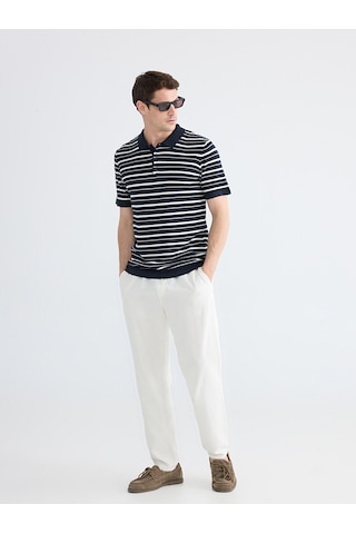 Lcwaıkıkı Classic Lacivert Polo Yaka Çizgili Erkek Triko Tişört