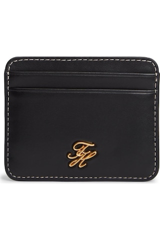 Th Scrıpt Leather Cc Holder SİYAH