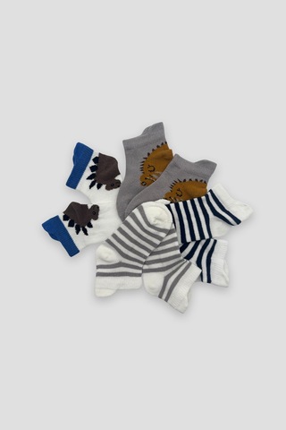 Defne Baby Erkek Bebek Ve Çocuk Karışık Desenli Premium Pamuklu Patik Çorap Seti Çok Renkli