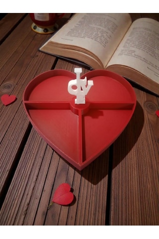 Dekoratif Çerezlik Love Aşk Yazılı Kırmızı - Beyaz