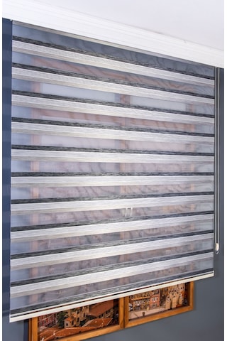 Gri -Siyah Renkli Zebra Stor Perdeler Gri-siyah