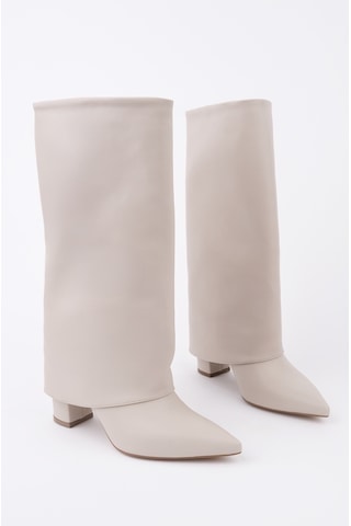 Muggo Rebeca Sivri Burun Kalın Topuklu Kadın Çizme Ten