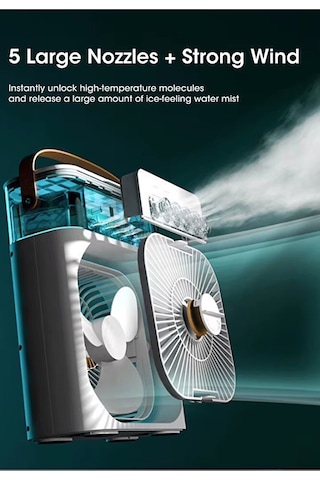 10w Buzlu Vantilatör 600ml Su Buharlı Soğutucu Fan Rgb Işıklı 3 Kademe Hız