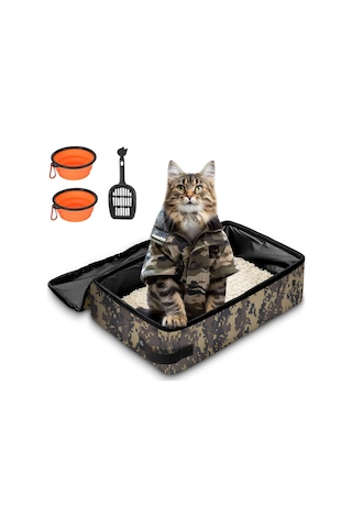 Kapalı Katlanır Taşınabilir Kedi Çöp Kutusu, 16 ' 12' 6 'inç, Zipper İle Katlanabilir Kedi Seyahat Çöp Kutusu, Sızıntı Yok, Hafif, Kullanımı Kolay Diğer