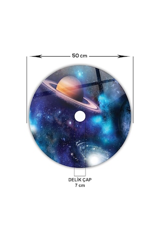 Cam Avize Göbeği | Galaksi Desen | Renkli | Çap50 Galaksi Desen - Renkli