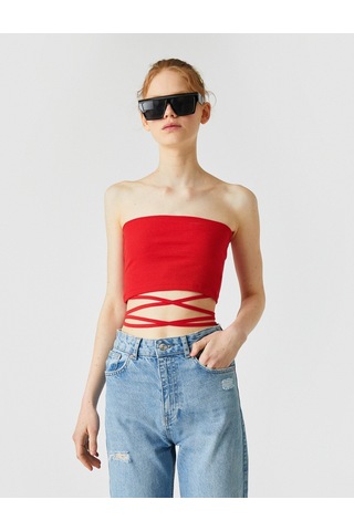 Koton Straplez Crop Kırmızı 2sal30052ık Kırmızı