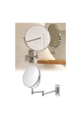 Makyaj Aynası Krom Duvar Aynası Çift Taraflı Büyüteçli MB024