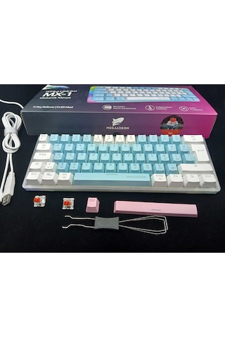 Mx-1 Mekanik Klavye Rgb Red Switch Türkçe Oyuncu Klavyesi Beyaz Mini Klavye Kablolu