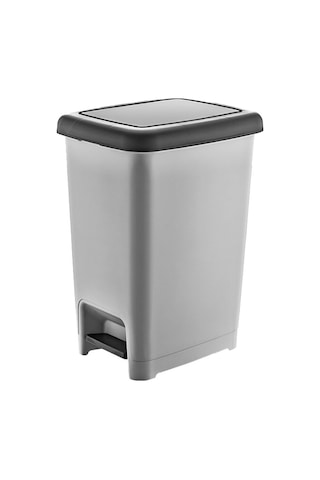 Dünya-01043-400 Ve 410 Slim Çöp Kovası 25lt 270x362x468mm Siyah Pedallı Sedefli Gri - 8'li Paket