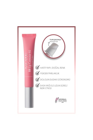 Note Cosmetique Bb Lip Corrector Renk Eşitleyici Ve Nemlendirici Dudak Parlatıcısı - 02 - Pembe