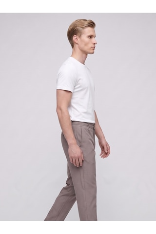 Plus Scorpion Erkek Yazlık Bağcıklı Kumaş Pantolon Slim Fit Rahat Kesim Günlük Pantolon Vizon