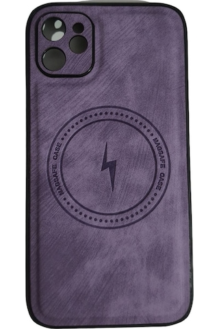 Pointtech Apple Uyumlu iPhone 11 Alfa Desenli Magsafe Kablosuz Şarj Özellikli Kılıf Modeli Mor